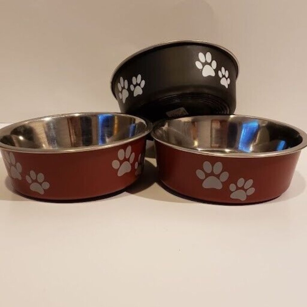 3 DOG FOOD WATER SNACKS BOWLS DISHES Dish Set For Small Breed Dogs Or Cats
